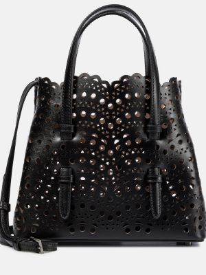 Kožená shopper kabelka Alaã¯a černá