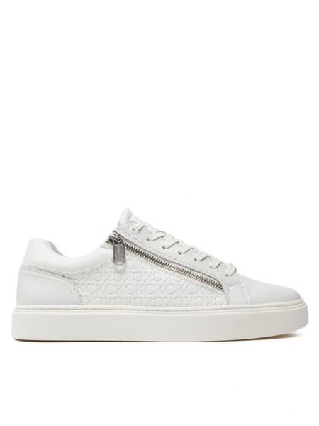 Pantofi sport jos cu șireturi cu fermoar din dantelă Calvin Klein alb