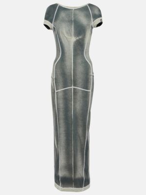 Bavlněné dlouhé šaty s potiskem Knwls šedé