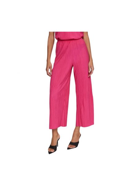 Szerokie spodnie plisowane Vila różowe