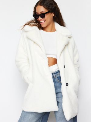 Oversized kabát Trendyol bílý