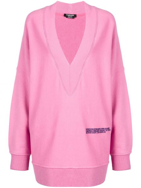 Długa bluza bawełniana oversize Calvin Klein 205w39nyc - różowy