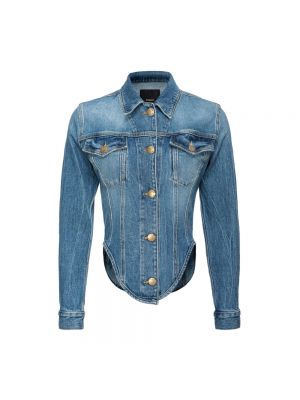Jeansjacke mit absatz mit niedrigem absatz Pinko blau