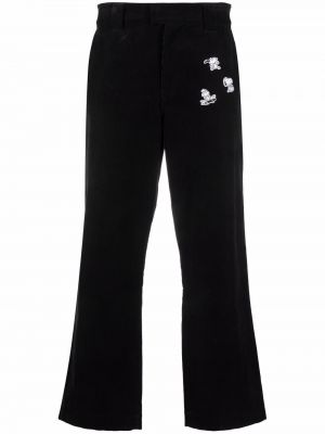 Rovné kalhoty s výšivkou Soulland černé