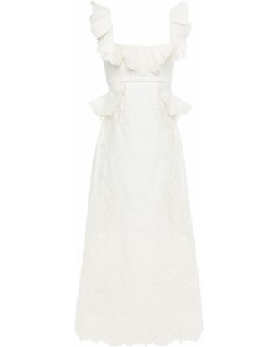 Льняное платье миди с вышивкой Zimmermann