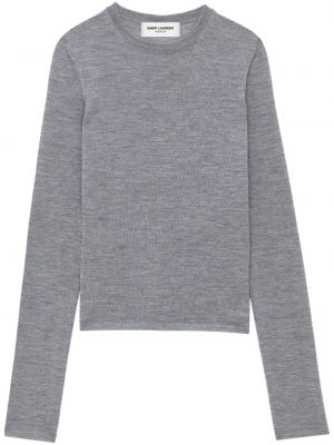 Пуловер с кръгло деколте Saint Laurent сиво