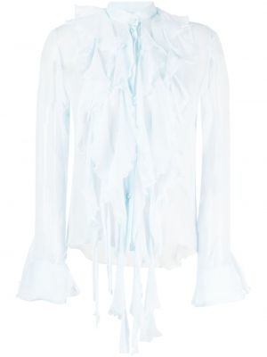 Прозрачна копринена риза с волани Ermanno Scervino