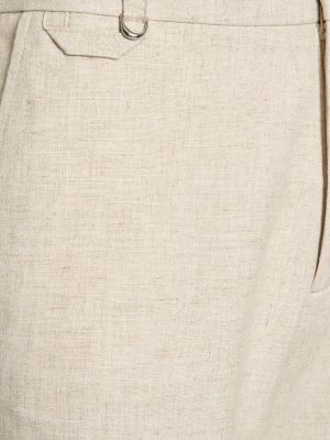 Λινό παντελόνι από βισκόζη Jacquemus μπεζ
