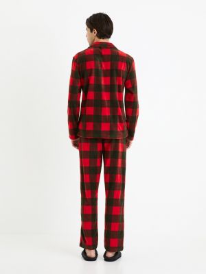 Kockované kockované pyžamo Celio červená
