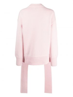 Sweter wełniany z kaszmiru z okrągłym dekoltem Mrz różowy