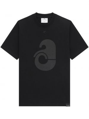 Βαμβακερή μπλούζα με σχέδιο Courreges μαύρο