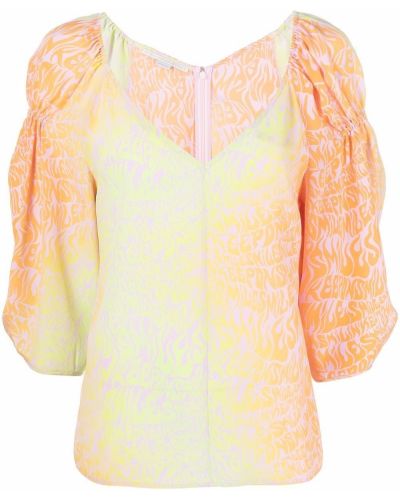 Копринена блуза с принт с v-образно деколте Stella Mccartney