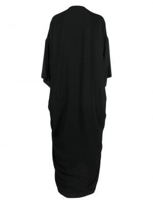 Drapované midi šaty s výstřihem do v Rick Owens černé