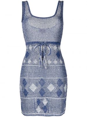 Pruhované bavlněné pletené šaty Solid & Striped - modrá