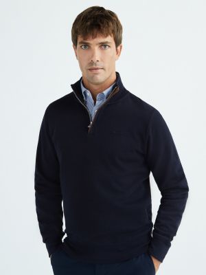 Jersey con cremallera de algodón de tela jersey Gant