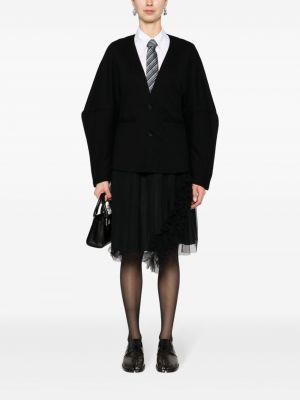 Woll strickjacke mit v-ausschnitt Issey Miyake schwarz
