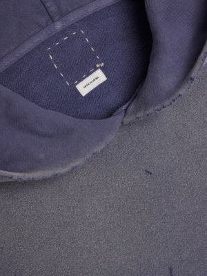 Medvilninis džemperis su gobtuvu su nubrozdinimais Visvim mėlyna