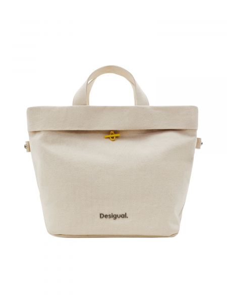 Μελανζέ τσάντα shopper Desigual λευκό