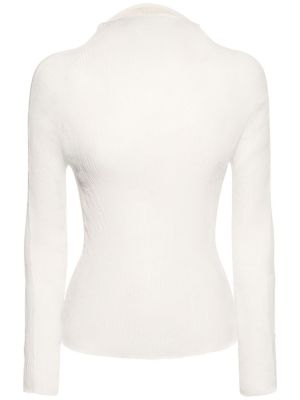 Plisovaný šifonový top jersey Issey Miyake bílý