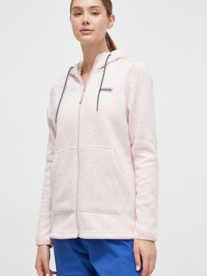 Меланжов пуловер с качулка с принт Columbia розово