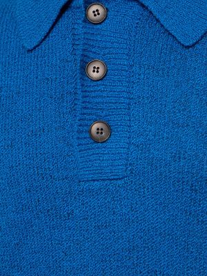 Памучна вълнена поло тениска Commas синьо