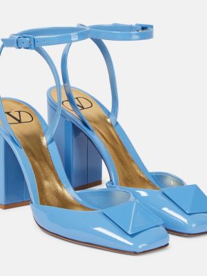 Sandale din piele de lac Valentino Garavani albastru