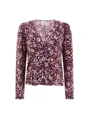 Krepp geblümt bluse mit v-ausschnitt Isabel Marant Etoile lila