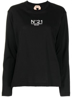 Bavlnené tričko s potlačou N°21 čierna