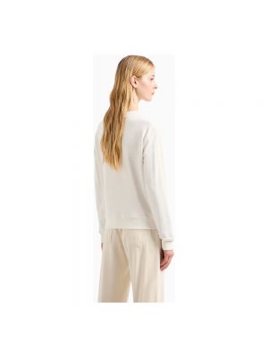 Sudadera con bordado de algodón de tela jersey Emporio Armani blanco