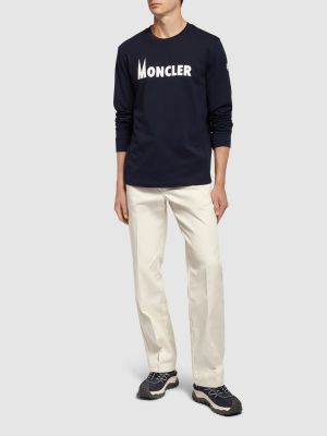 Pamučna hoodie bez kapuljače od jersey Moncler plava