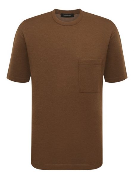 Кашемировая шелковая футболка Zegna коричневая