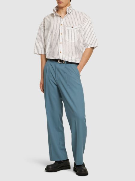 Chemise en coton à rayures avec manches courtes Vivienne Westwood blanc