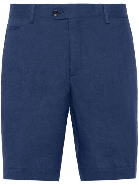 Ľanové chinos nohavice s výšivkou Billionaire modrá