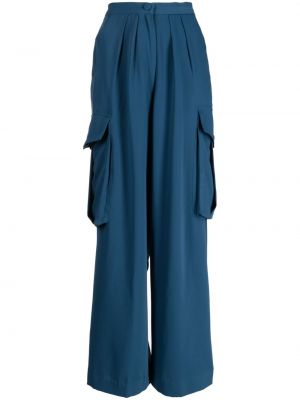 Kargo hlače iz krep tkanine Bambah modra