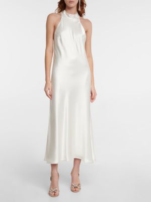 Сатенена миди рокля Galvan бяло