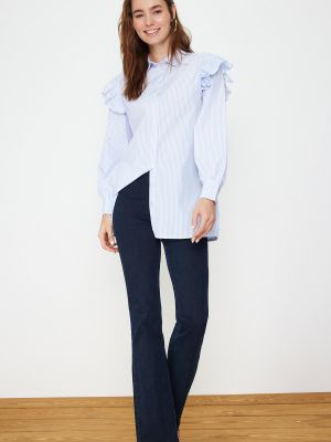 Pletená pruhovaná bavlnená košeľa Trendyol