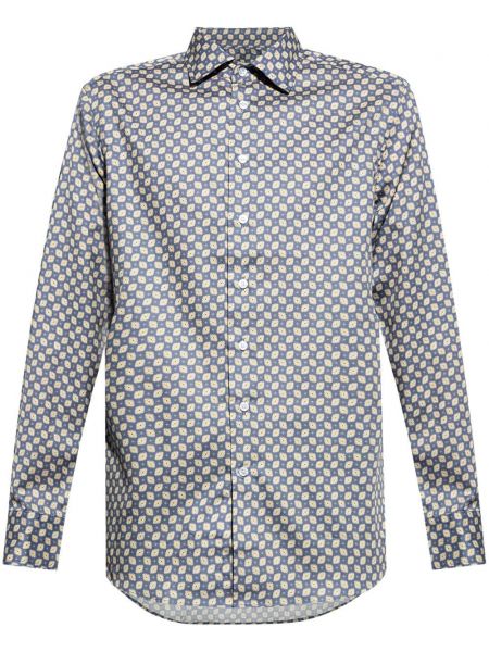 Chemise longue en coton à motifs abstraits Etro bleu