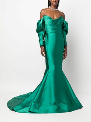 Saténové večerní šaty Marchesa zelené