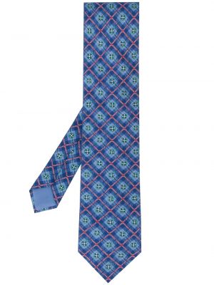 Corbata de flores a cuadros Hermès azul