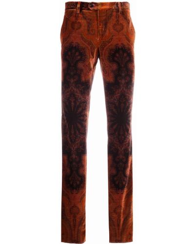 Pantalones ajustados de cachemir con estampado Etro naranja