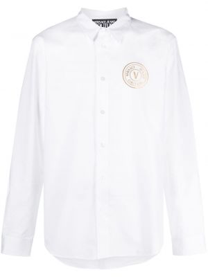 Medvilninė džinsiniai marškiniai Versace Jeans Couture balta