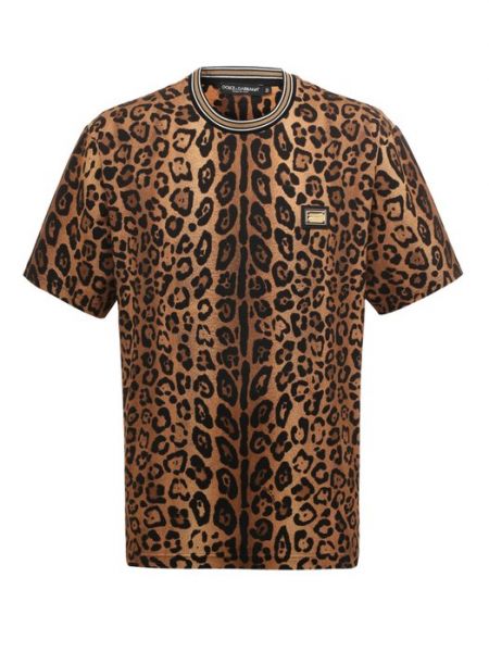 Хлопковая футболка Dolce & Gabbana коричневая