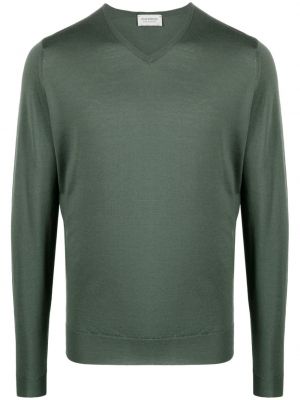 Пуловер с v-образно деколте John Smedley зелено