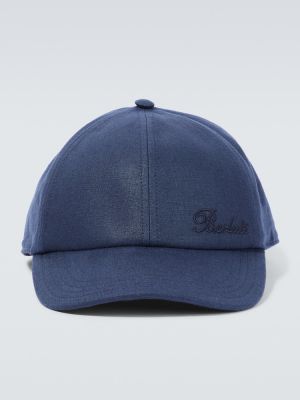 Cappello con visiera di lino Berluti blu
