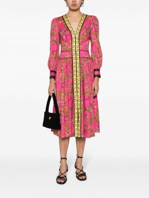Sukienka midi z nadrukiem z wzorem paisley Marchesa Rosa różowa