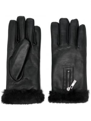 Czarne rękawiczki skórzane Dents