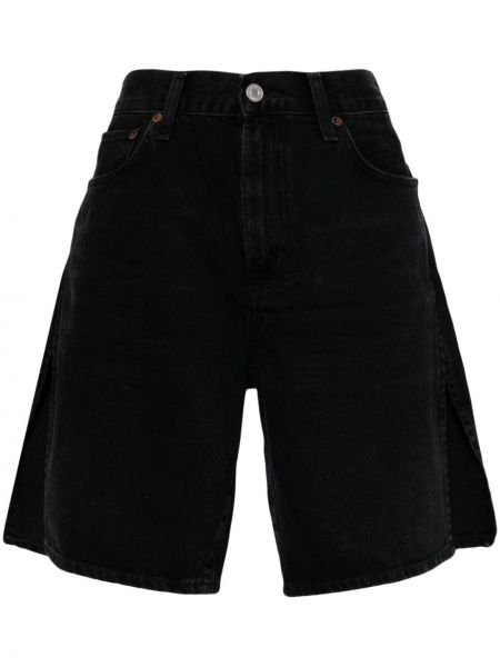 Kratke jeans hlače z visokim pasom Agolde črna