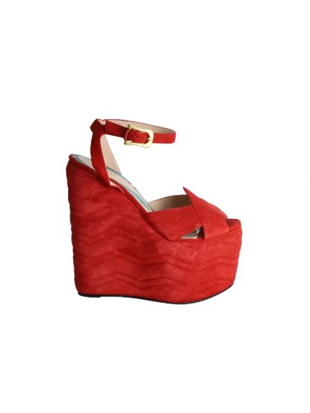 Sandały trekkingowe skórzane retro Gucci Vintage czerwone