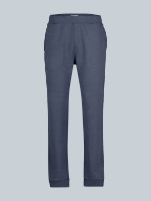 Памучни спортни панталони Sunspel синьо