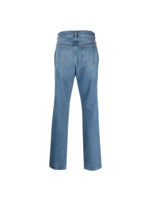 Proste jeansy z nadrukiem Moschino niebieskie